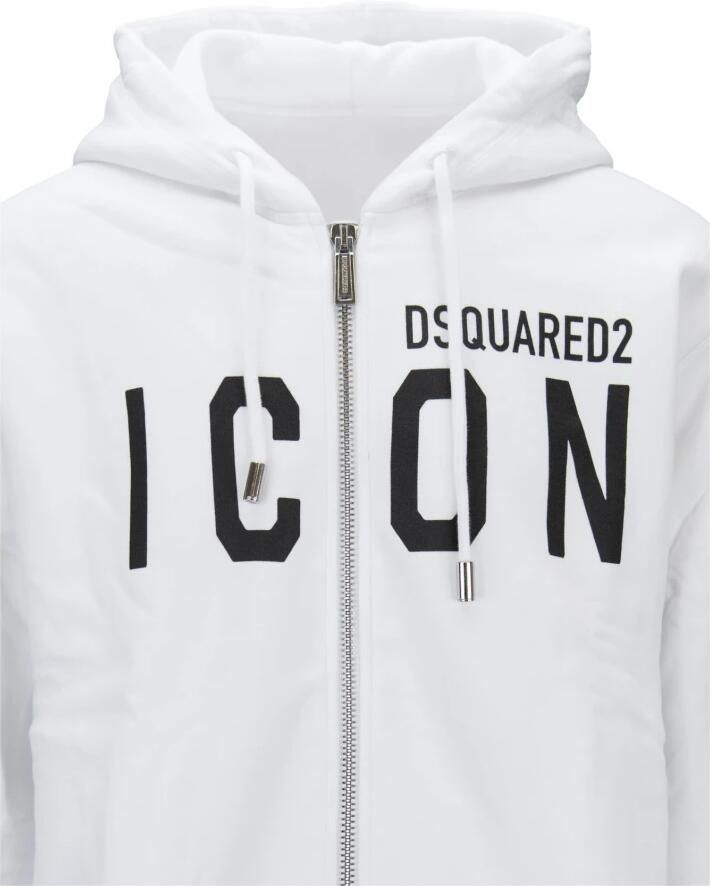 Dsquared2 Heren Zip Hoodie met Brand Print White Heren