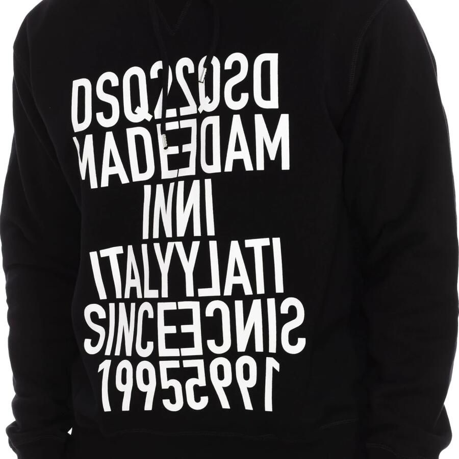 Dsquared2 Stijlvolle Zwarte Hoodie met Spiegellogo Black Heren