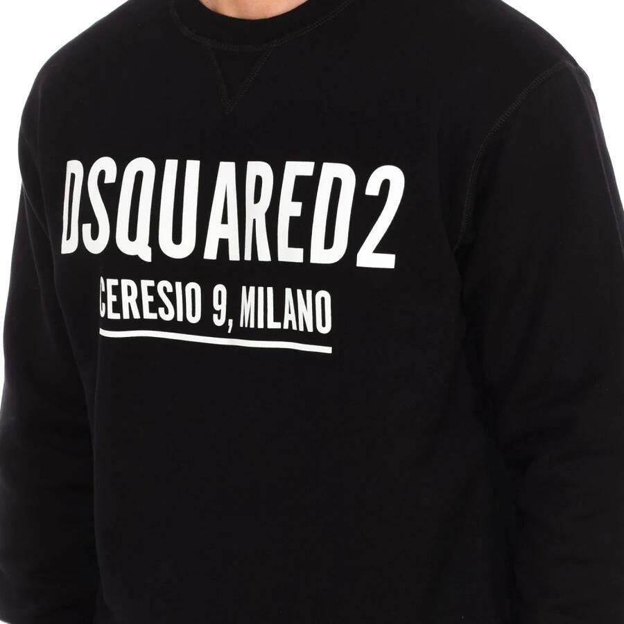 Dsquared2 Zwarte katoenen sweatshirt met Milano-print Black Heren