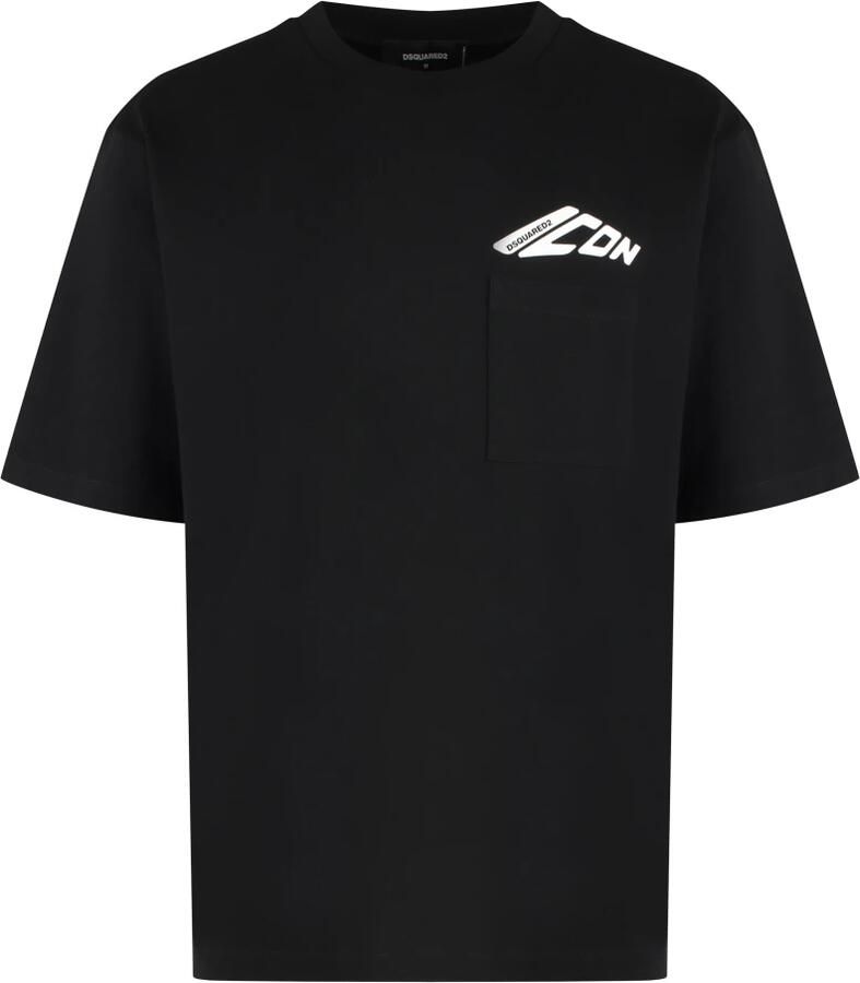 Dsquared2 Katoenen Crew-Neck T-shirt met Voorzak Black Heren