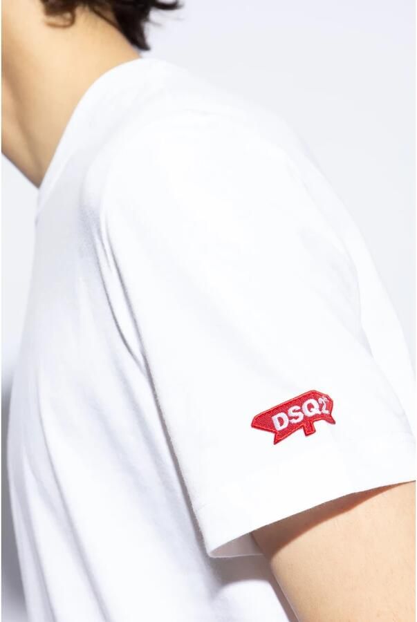 Dsquared2 Katoenen T-shirt met logopatch White Heren