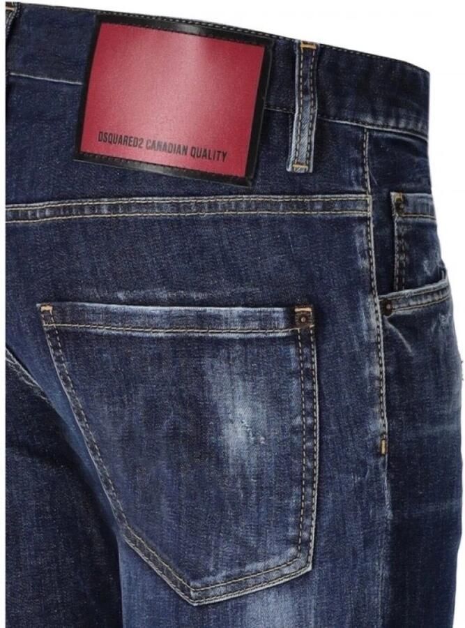 Dsquared2 Skater Blauwe Jeans Slim Fit Gescheurde & Gewassen Details Blauw Heren