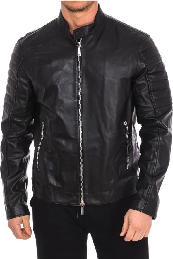 Dsquared2 Leren Bikerjack met ritssluiting Black Heren - Foto 3