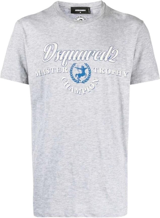 Dsquared2 Grijze Katoenen T-Shirt Moderne Logo Print Relaxte Pasvorm Grijs Heren