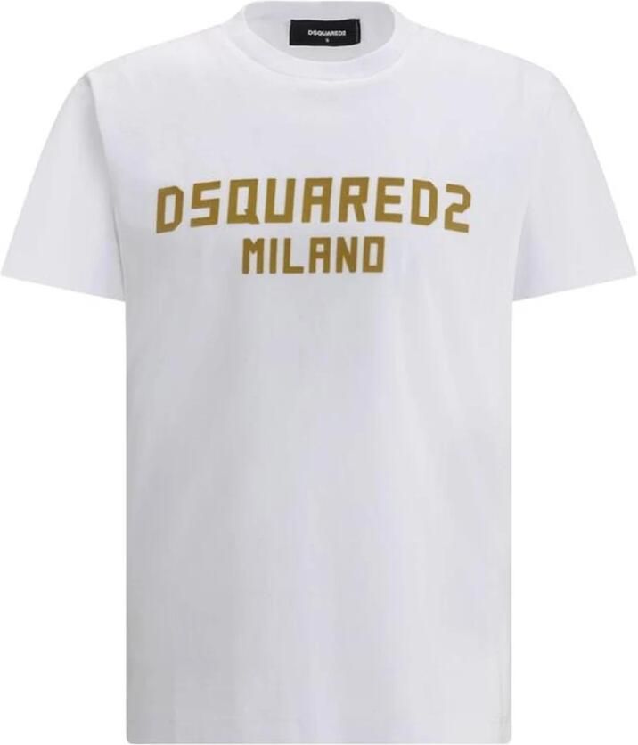 Dsquared2 Monogram Katoenen T-shirt met Geribbelde Ronde Hals White Heren - Foto 2