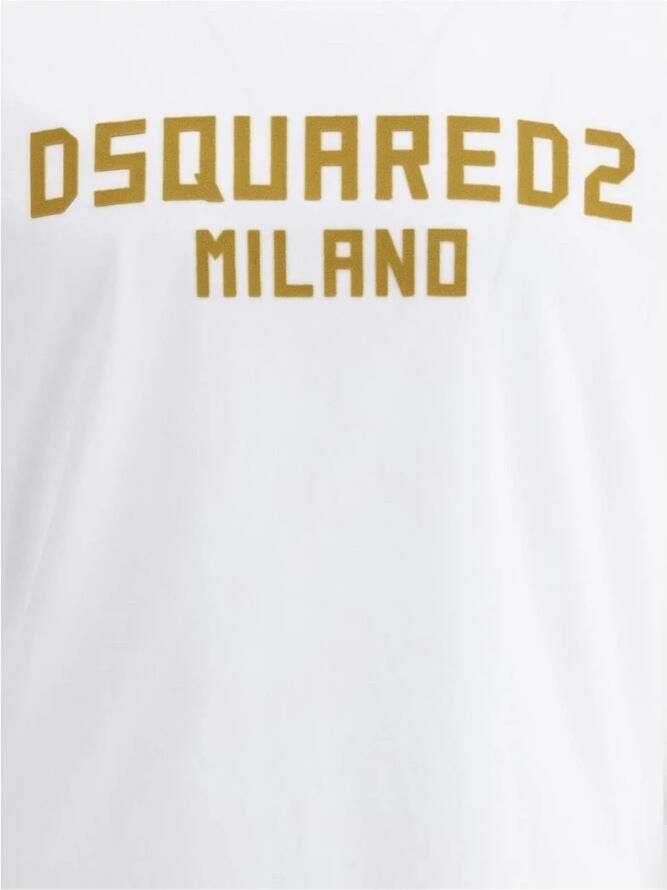 Dsquared2 Monogram Katoenen T-shirt met Geribbelde Ronde Hals White Heren - Foto 4