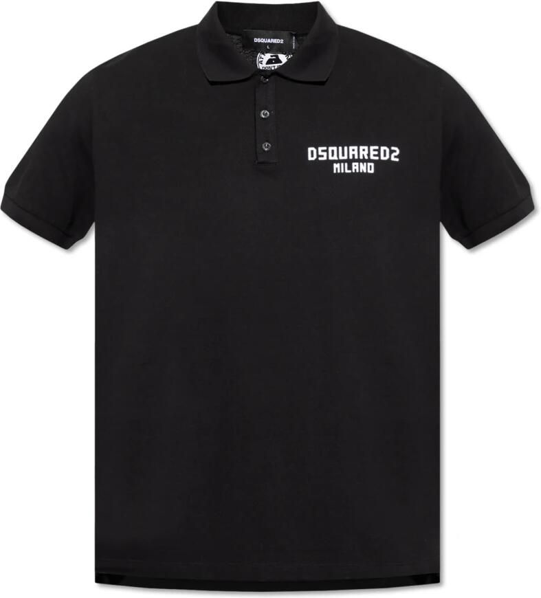 Dsquared2 Zwart Polo T-Shirt met knoopsluiting Black Heren
