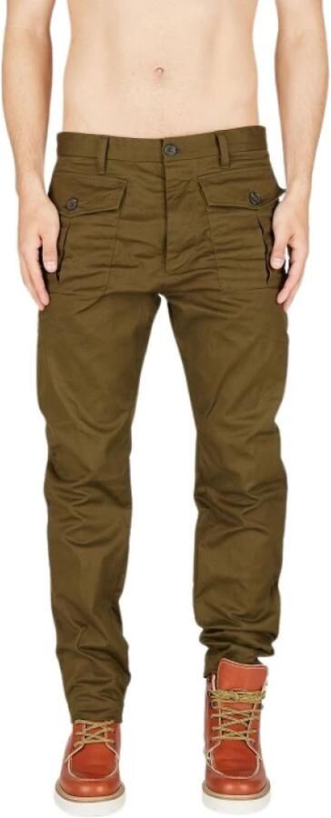 Dsquared2 Stretch Katoen Chino Broek Donkergroen Green Heren - Foto 2