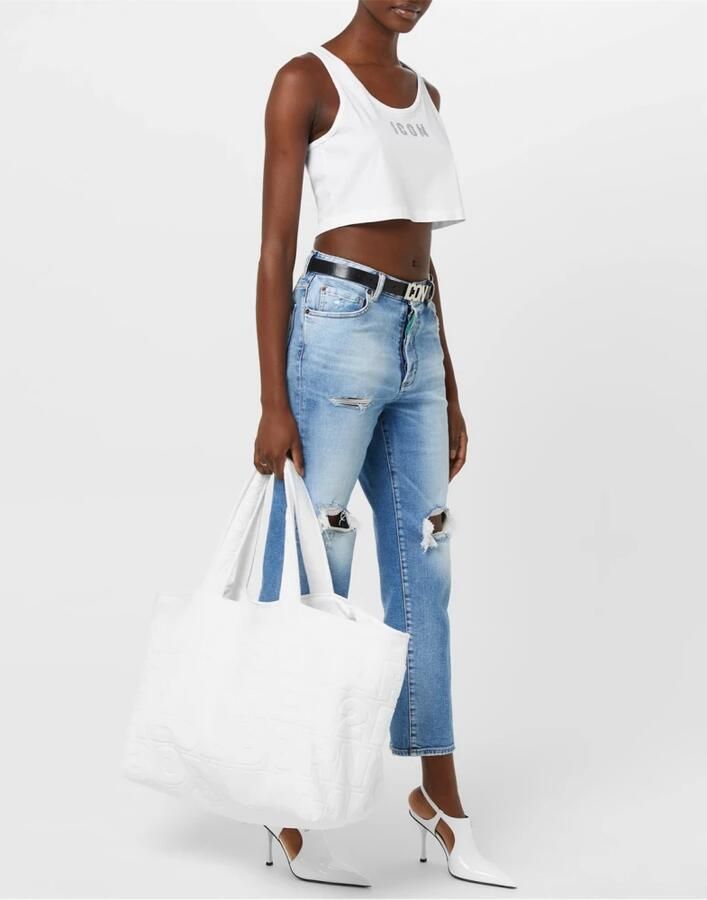 Dsquared2 Shoppers & Totes Twin Beach Logo Shopping Bag in wit - Foto 4