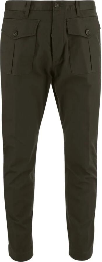 Dsquared2 Stretch Katoen Chino Broek Donkergroen Green Heren - Foto 8