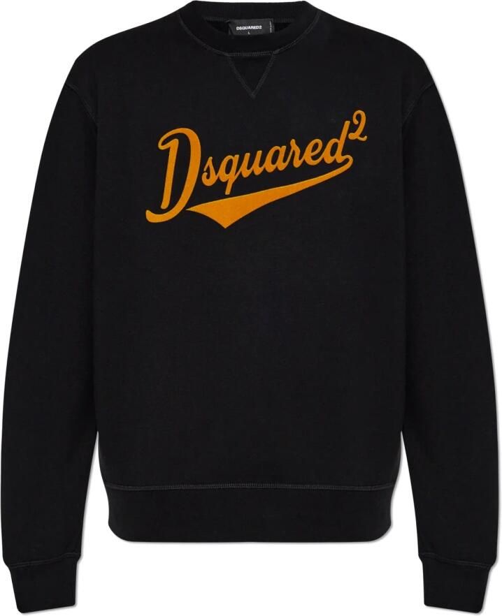 Dsquared2 Monogram Katoenen Sweatshirt met Geribbelde Hals Black Heren