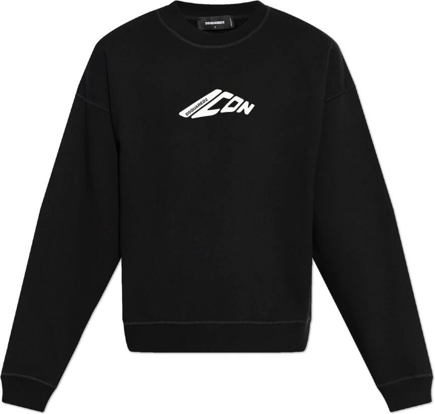 Dsquared2 Zwarte Sweater Nieuw Icon Girocollo Black Heren