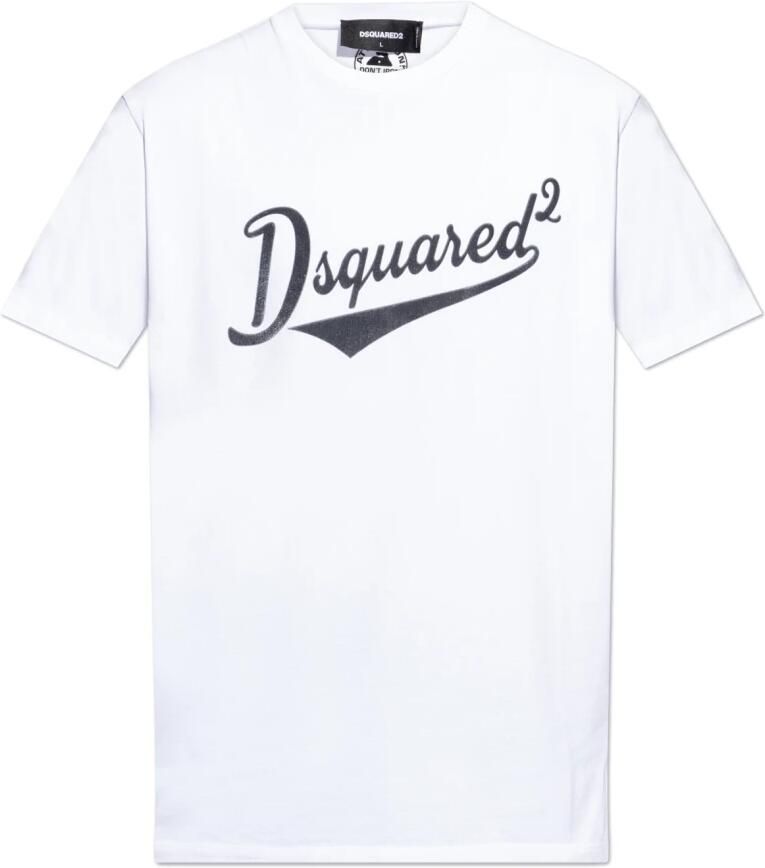 Dsquared2 Witte Katoenen Print Crew Neck T-shirt White Heren