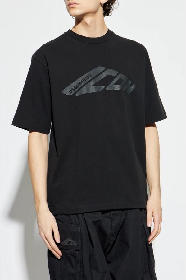 Dsquared2 Zwart Icon Motif Crew Neck T-shirt Black Heren - Foto 5