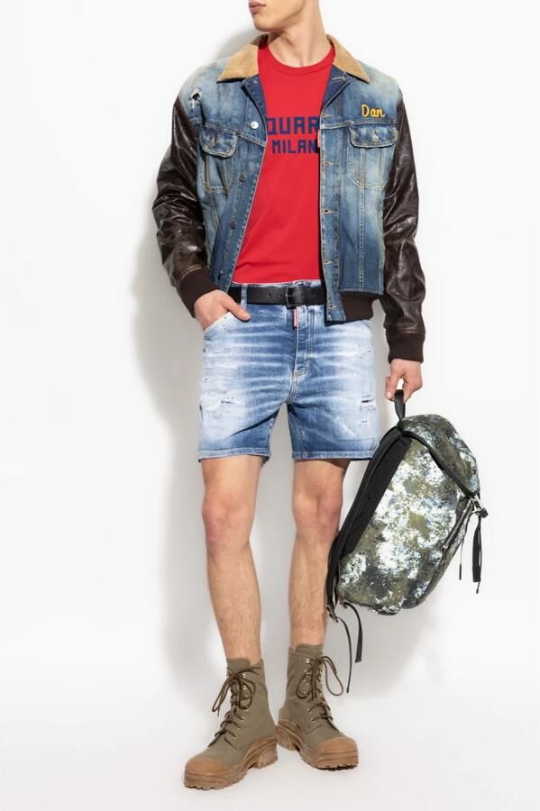 Dsquared2 T-shirt met logo en fluweelachtige afwerking Red Heren - Foto 4