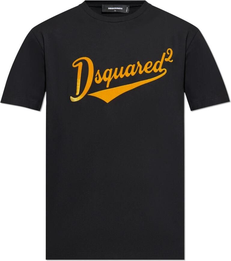 Dsquared2 Monogram Katoenen T-shirt met Geribbelde Ronde Hals Black Heren