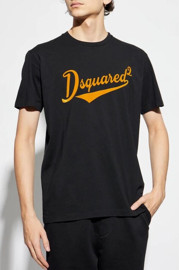Dsquared2 Monogram Katoenen T-shirt met Geribbelde Ronde Hals Black Heren - Foto 5