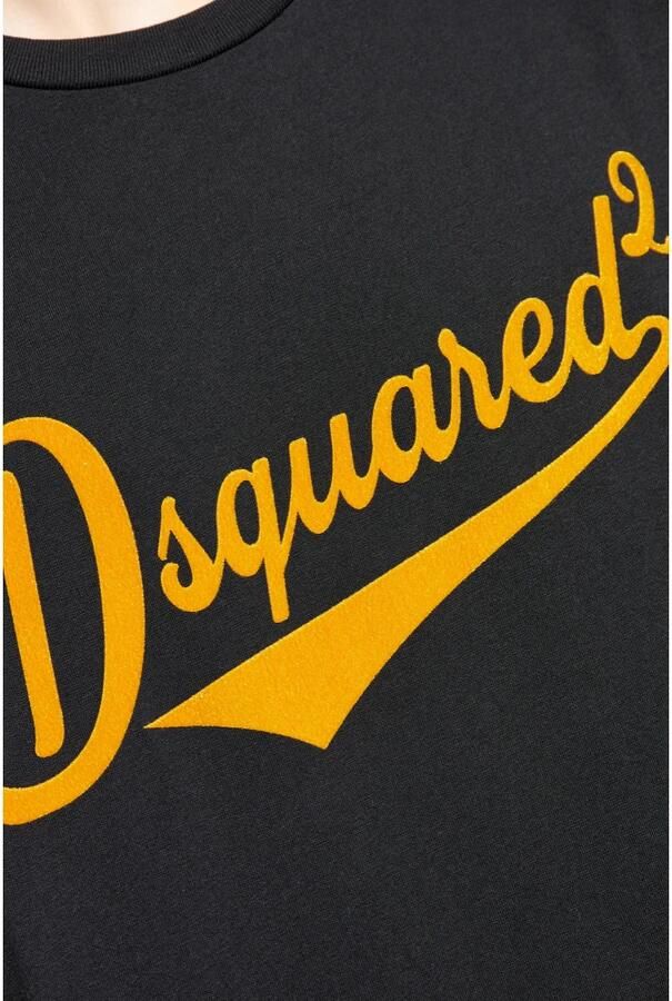 Dsquared2 Monogram Katoenen T-shirt met Geribbelde Ronde Hals Black Heren - Foto 3