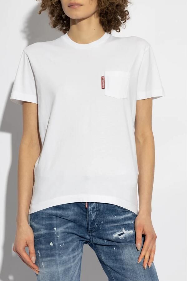 Dsquared2 Klassiek T-shirt met zak White Dames - Foto 6