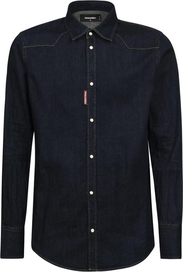 Dsquared2 Blauwe Hennep Western Overhemd met Lange Mouwen Blue Heren