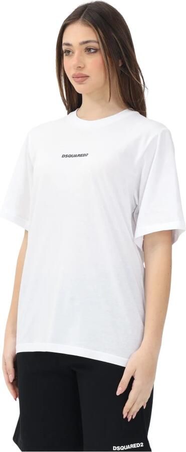 Dsquared2 Wit T-shirt met Korte Mouwen en Logo Print White Dames