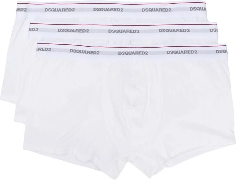 Dsquared2 Boxershorts met Logo-Tailleband Wit Set van Drie White Heren