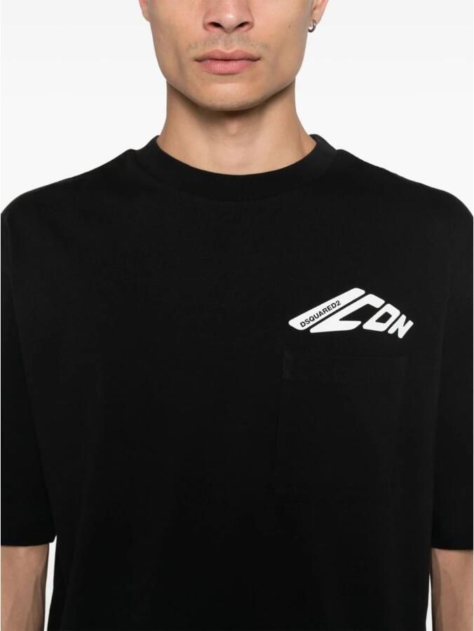 Dsquared2 Katoenen Crew-Neck T-shirt met Voorzak Black Heren - Foto 2