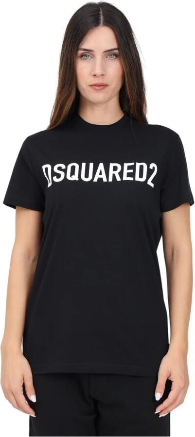 Dsquared2 Zwart Logo Print T-shirt Black Dames