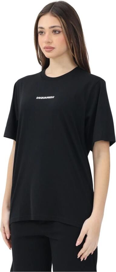 Dsquared2 Zwart T-shirt met korte mouwen en logo Black Dames