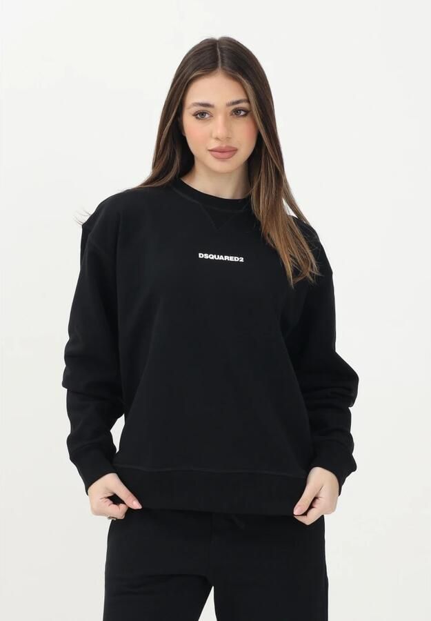 Dsquared2 Zwarte Crewneck Trui Minimalistische Stijl Black