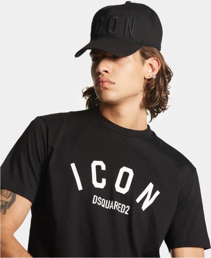 Dsquared2 Zwarte T-shirts en Polos Be Icon Cool Fit Tee Black Heren