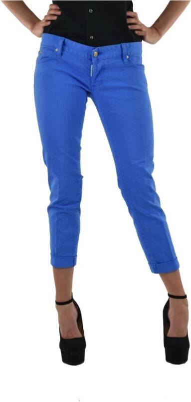 Dsquared2 Elegante en comfortabele slim-fit capri jeans met gouden inzetstukken en DDC-letters Blauw Dames