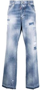 Dsquared2 Faded Wide-Leg Jeans Blauw Heren