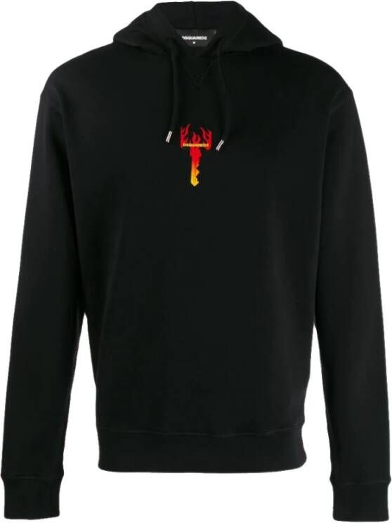 Dsquared2 Zwarte hoodie met print op de voorkant Black Heren