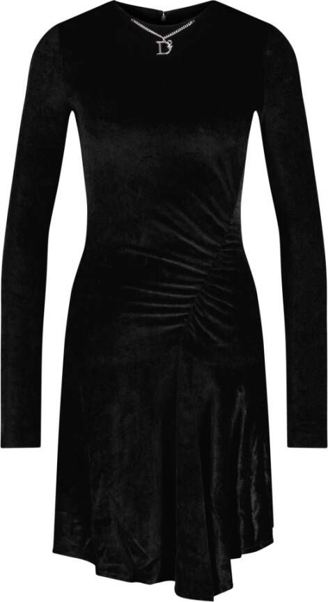 Dsquared2 Fluwelen jurk met kettingdetail Black Dames