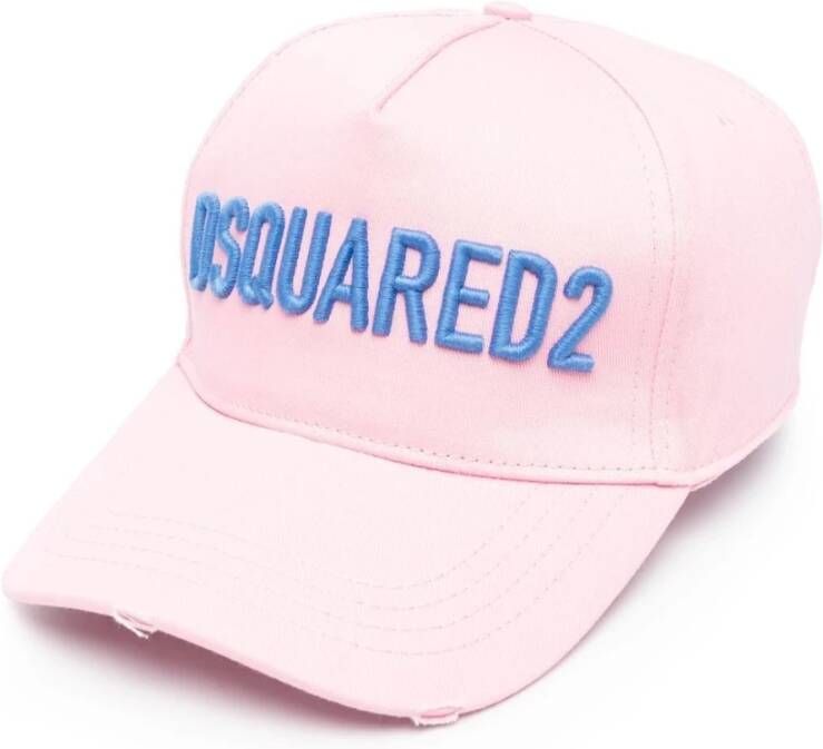 Dsquared2 Trendy roze baseballpet met logo borduursel Pink Heren