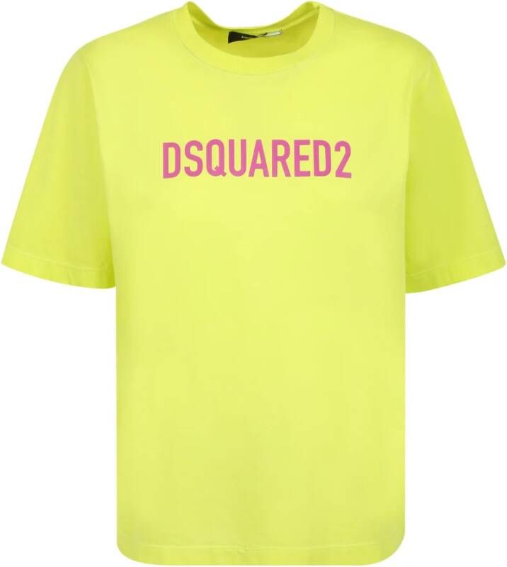 Dsquared2 Geel Casual T-Shirt met Logo Print Yellow Dames