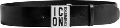 Dsquared2 Gegraveerde leren riem 100 Zwart Black Heren