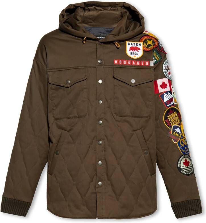 Dsquared2 Geïsoleerde jas met patches Groen Heren