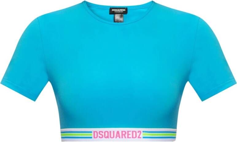 Dsquared2 Geknipt T-shirt met logo Blauw Dames