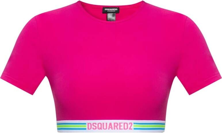 Dsquared2 Geknipt T-shirt met logo Roze Dames