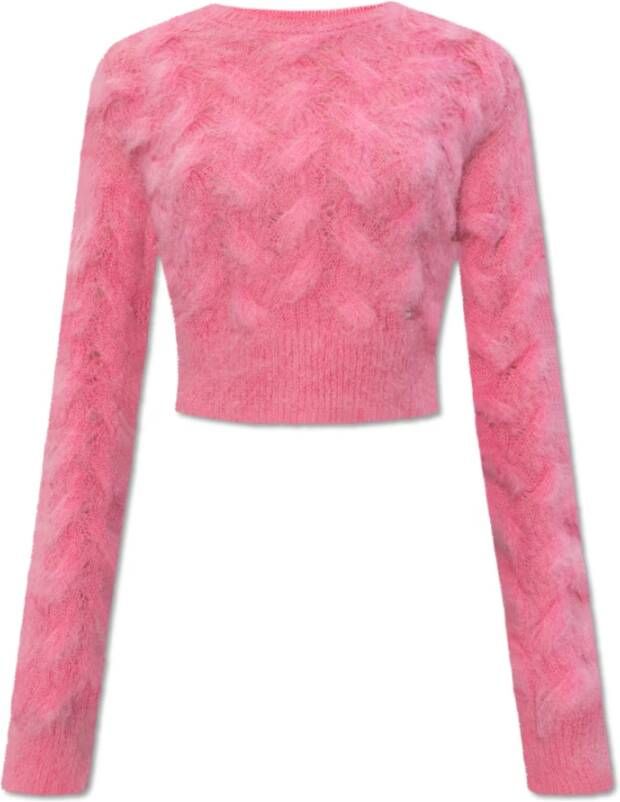 Dsquared2 Mohair 3D Crop Sweater Pink Dames