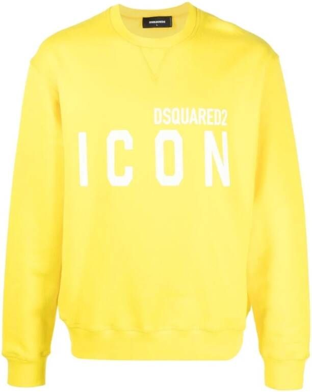 Dsquared2 Gele Ronde Hals Logo Sweatshirt Yellow Heren