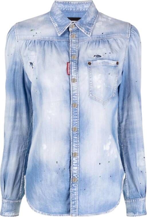 Dsquared2 Geplooid juk shirt Blauw Dames