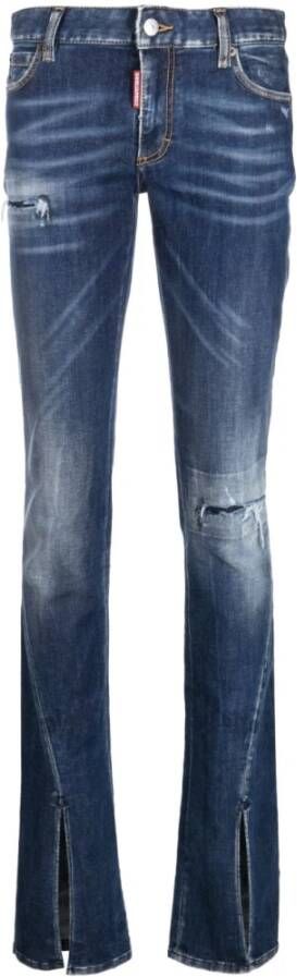 Dsquared2 Gescheurde Skinny Jeans met Splitzoom Blauw Dames