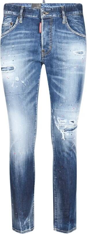 Dsquared2 Gewassen Blauwe Skater Slim-fit Jeans Blauw Heren