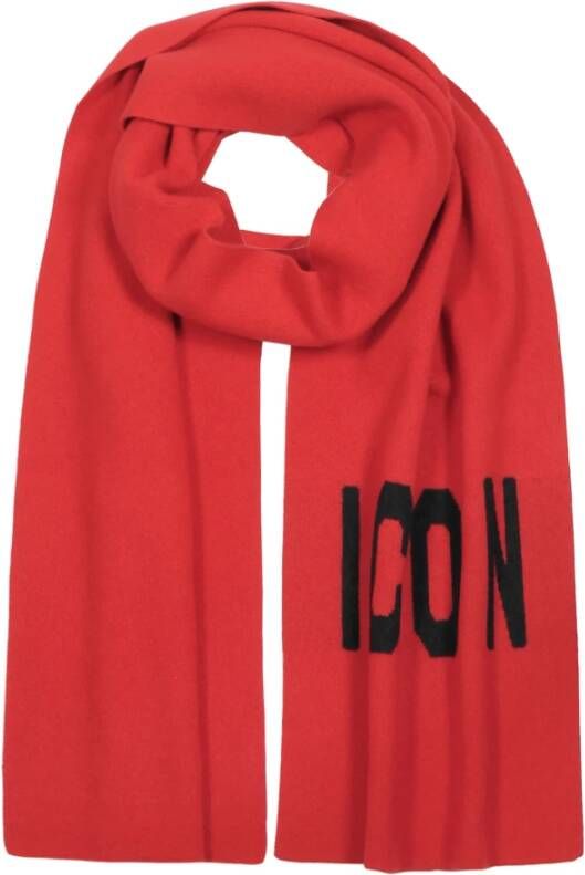 Dsquared2 Geweven pictogram Logo Wool Knit sjaal Rood Heren