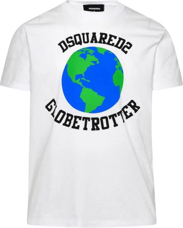 Dsquared2 Globetrotter Katoenen T-Shirt White Heren