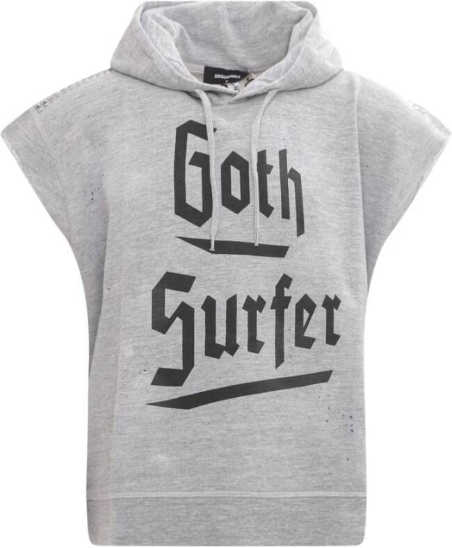 Dsquared2 Goth Surfer Grijze Mouwloze Sweatshirt Grijs Heren