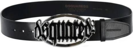 Dsquared2 Gothic zwart leren riem met maxi logo gesp Zwart Heren